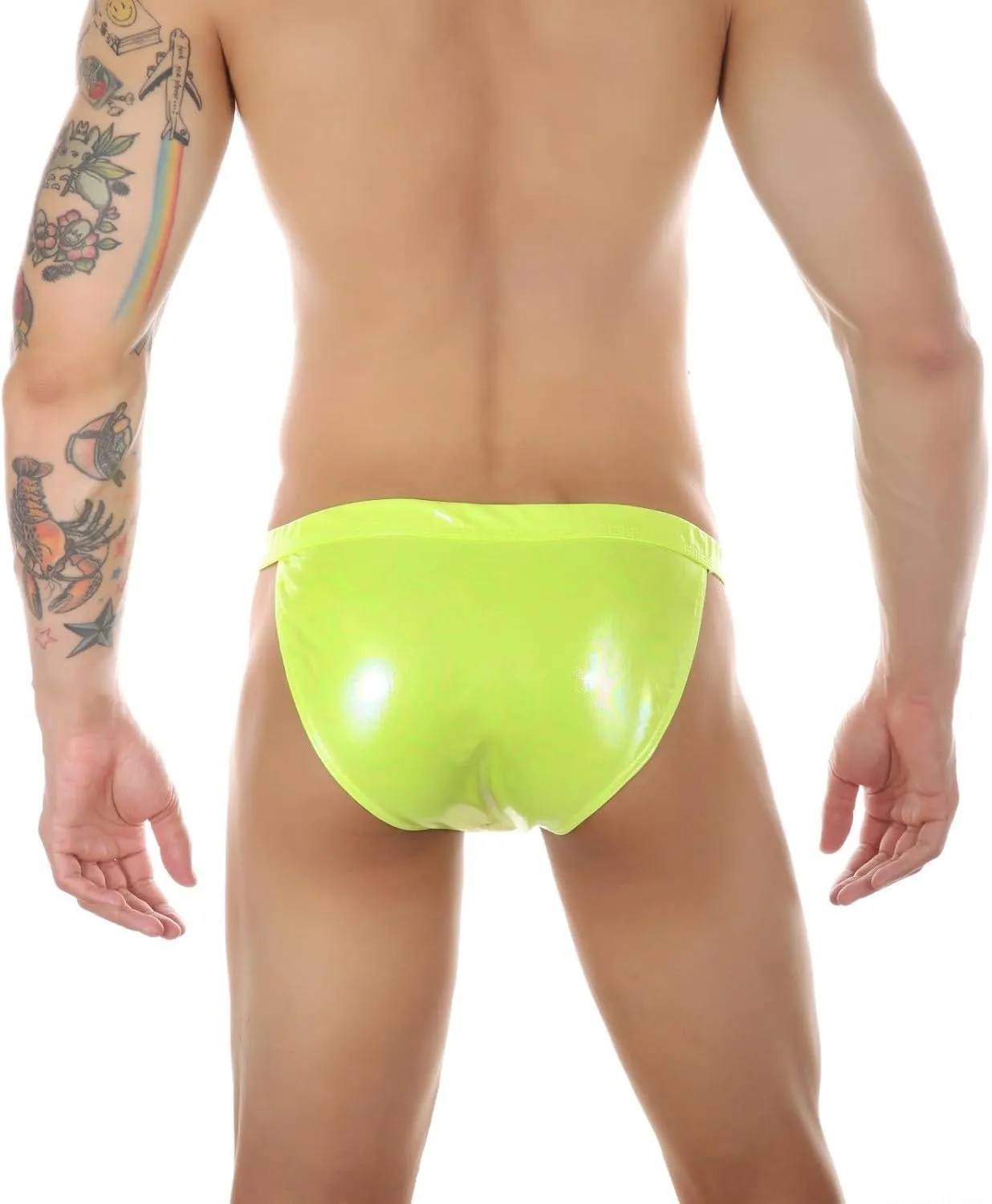 Men's Shiny Metallic Boxer Briefs with Faux Leather Side Buttons Low Waisted Sexy Trunks Erotic Fashion Underpants for Male