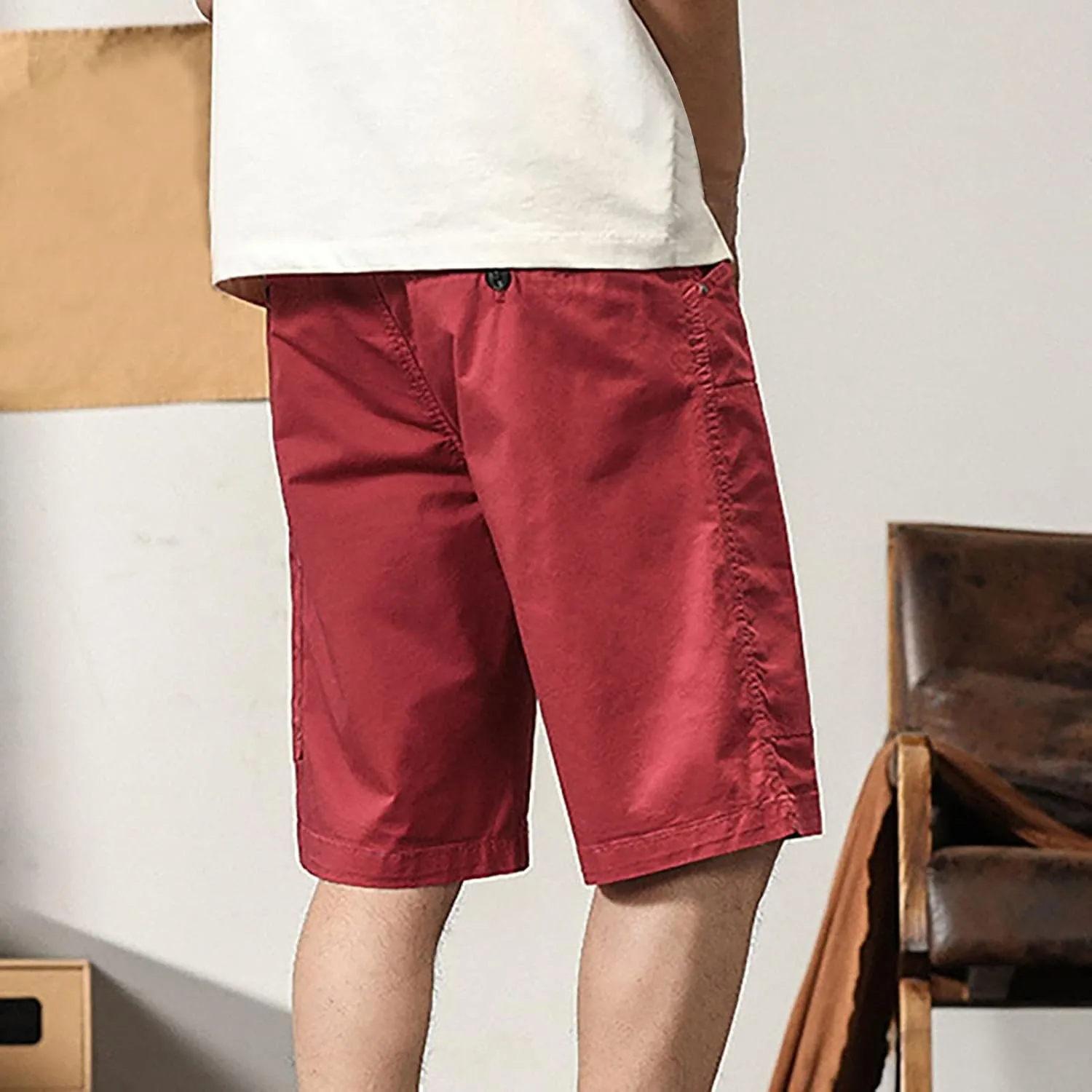 Mens Shorts Casual Cargo, Men's Athletic Gym Shorts Loose Comfort Stretch Straight Leg Chino Shorts Pants