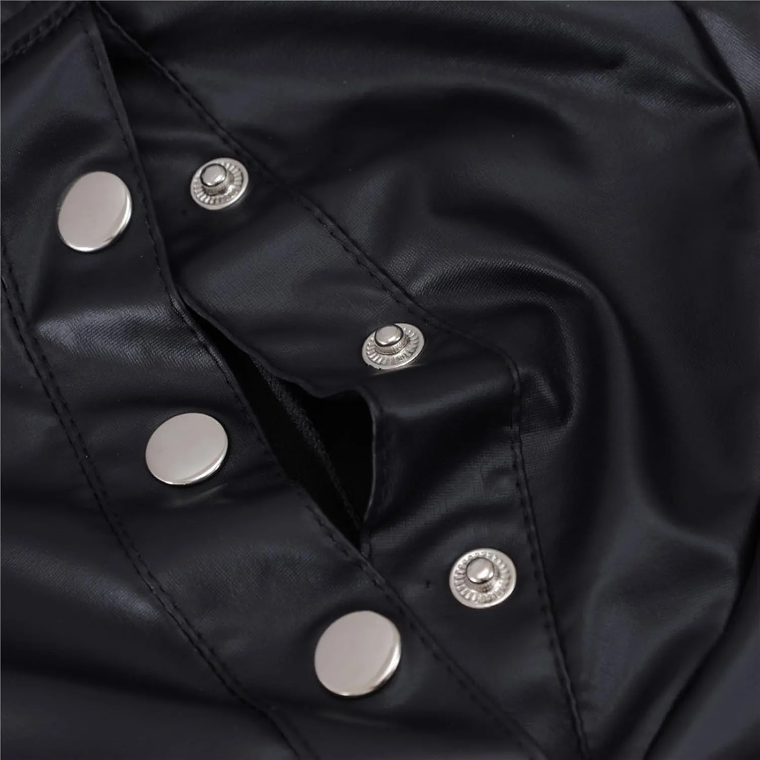 Mens Shorts With Detachable Faux Leather Underwear Bag Flat Angle Leather Pants Jockstrap Supporter