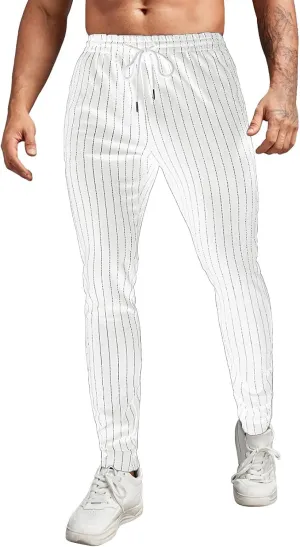 Mens Slim Fit Joggers Casual Tapered Sweatpants Gym Workout Pants Athletic Bottom Lightweight Pants with Zip Pockets
