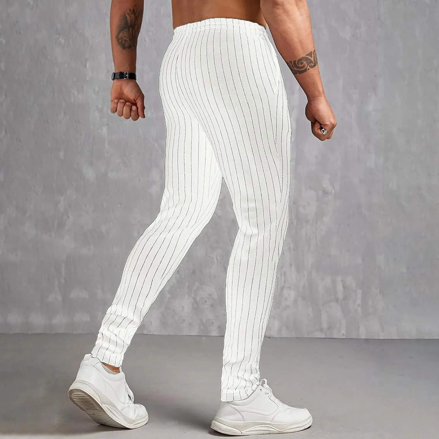 Mens Slim Fit Joggers Casual Tapered Sweatpants Gym Workout Pants Athletic Bottom Lightweight Pants with Zip Pockets