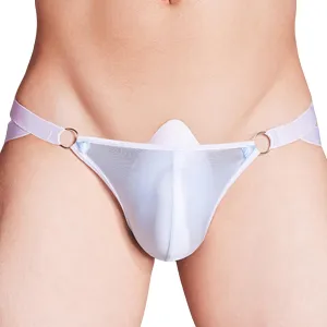 Mens T Shaped Pants Leather Double Open Cut Underwear Color Matching Mesh Low Waisted Underwear