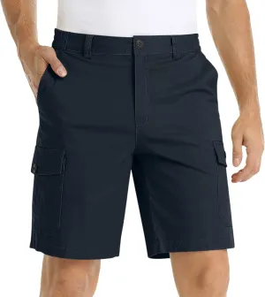 Men's Twill Chino Golf Shorts with Pockets Casual Solid Straight Fit Shorts Sport Stretch Classic Cargo Shorts