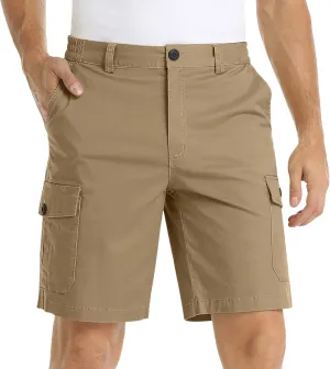 Men's Twill Chino Golf Shorts with Pockets Casual Solid Straight Fit Shorts Sport Stretch Classic Cargo Shorts