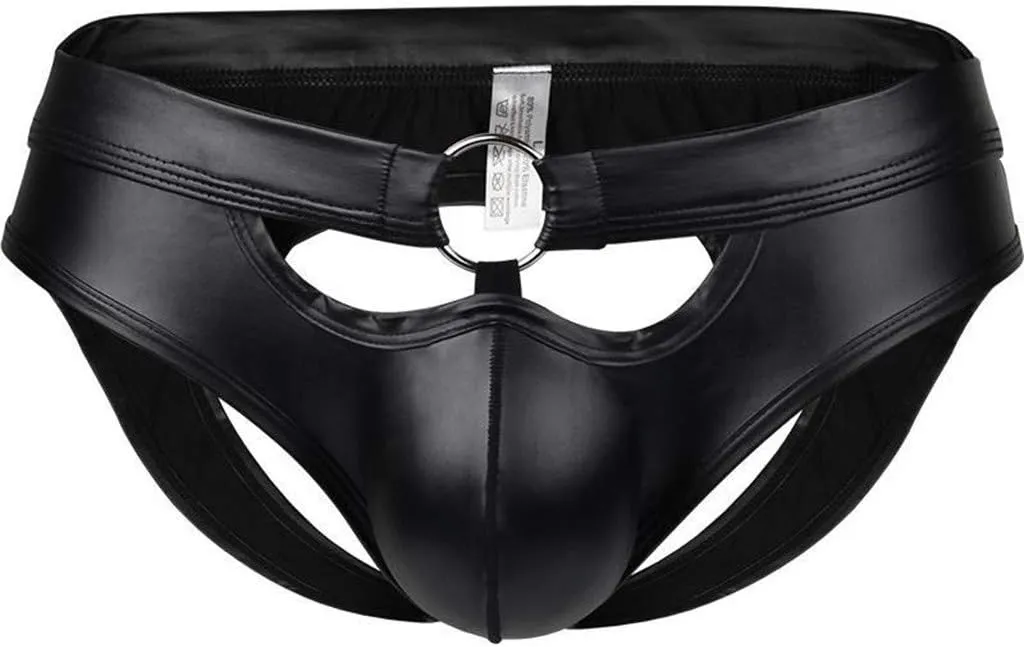 Mens Underwear Hollow Men's Ring Underwear Sexy Lacquered Underwear Fashionable Leather Men's underwear