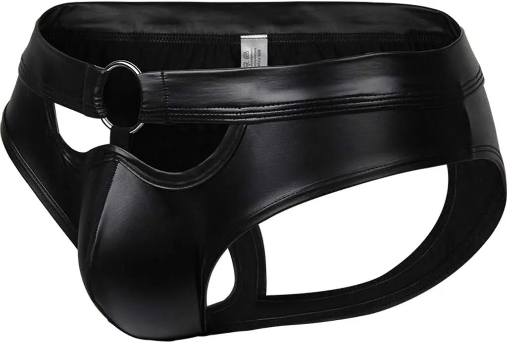 Mens Underwear Hollow Men's Ring Underwear Sexy Lacquered Underwear Fashionable Leather Men's underwear