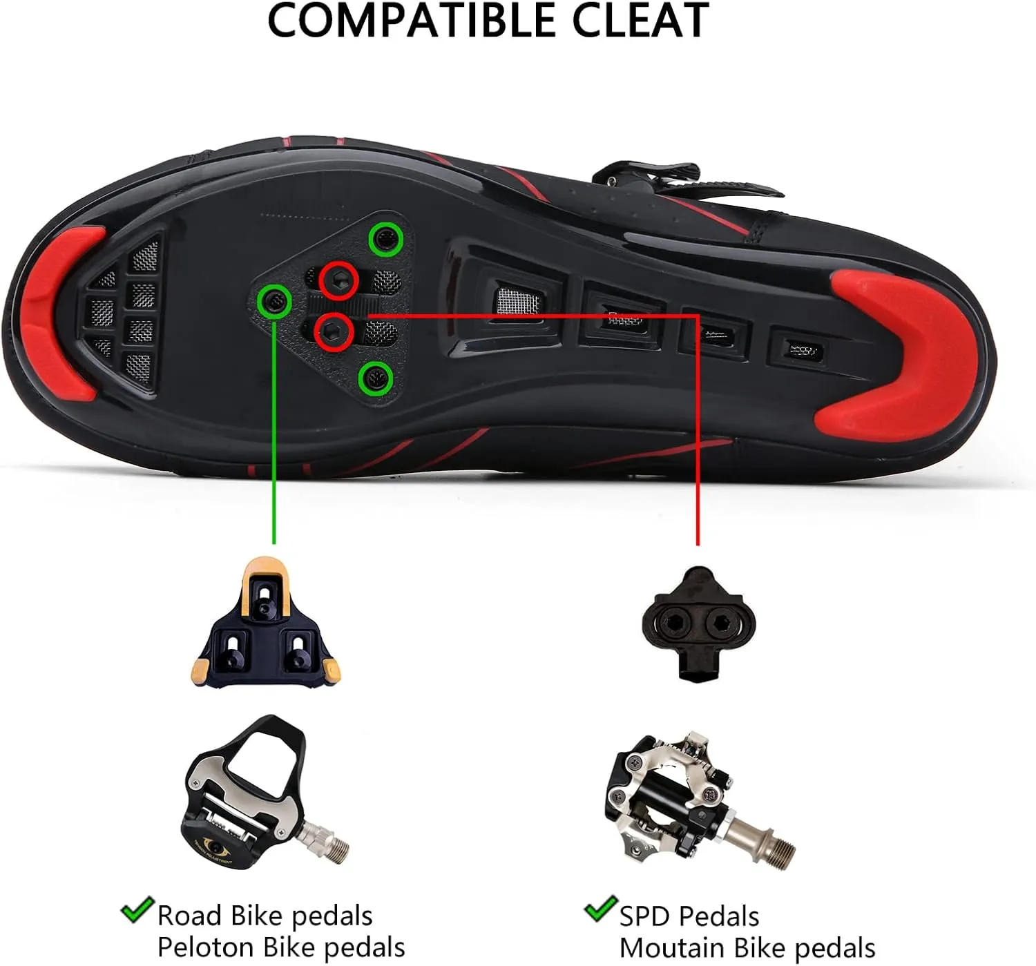Mens Womens Cycling Shoes Compatible with Peloton Indoor Bicycle Pedals Clip in Road Bike Shoes Pre-Installed with Look Delta Cleats