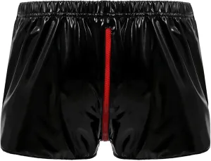 Mens Zipper Faux Leather Trunks Briefs Low Waisted Fashion Soft Bikini Underpants Shorts Fashion Casual Underwear Panties