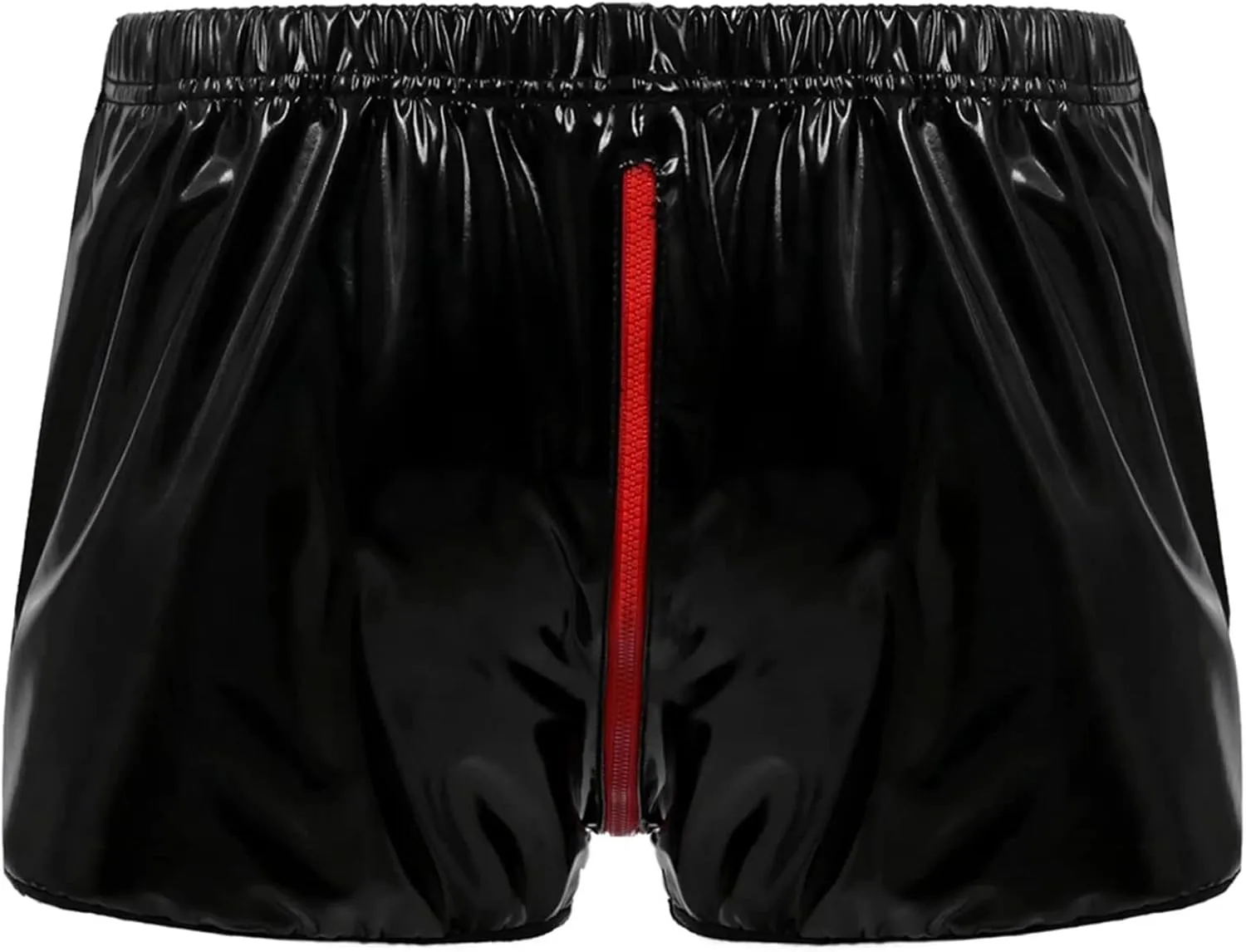 Mens Zipper Faux Leather Trunks Briefs Low Waisted Fashion Soft Bikini Underpants Shorts Fashion Casual Underwear Panties
