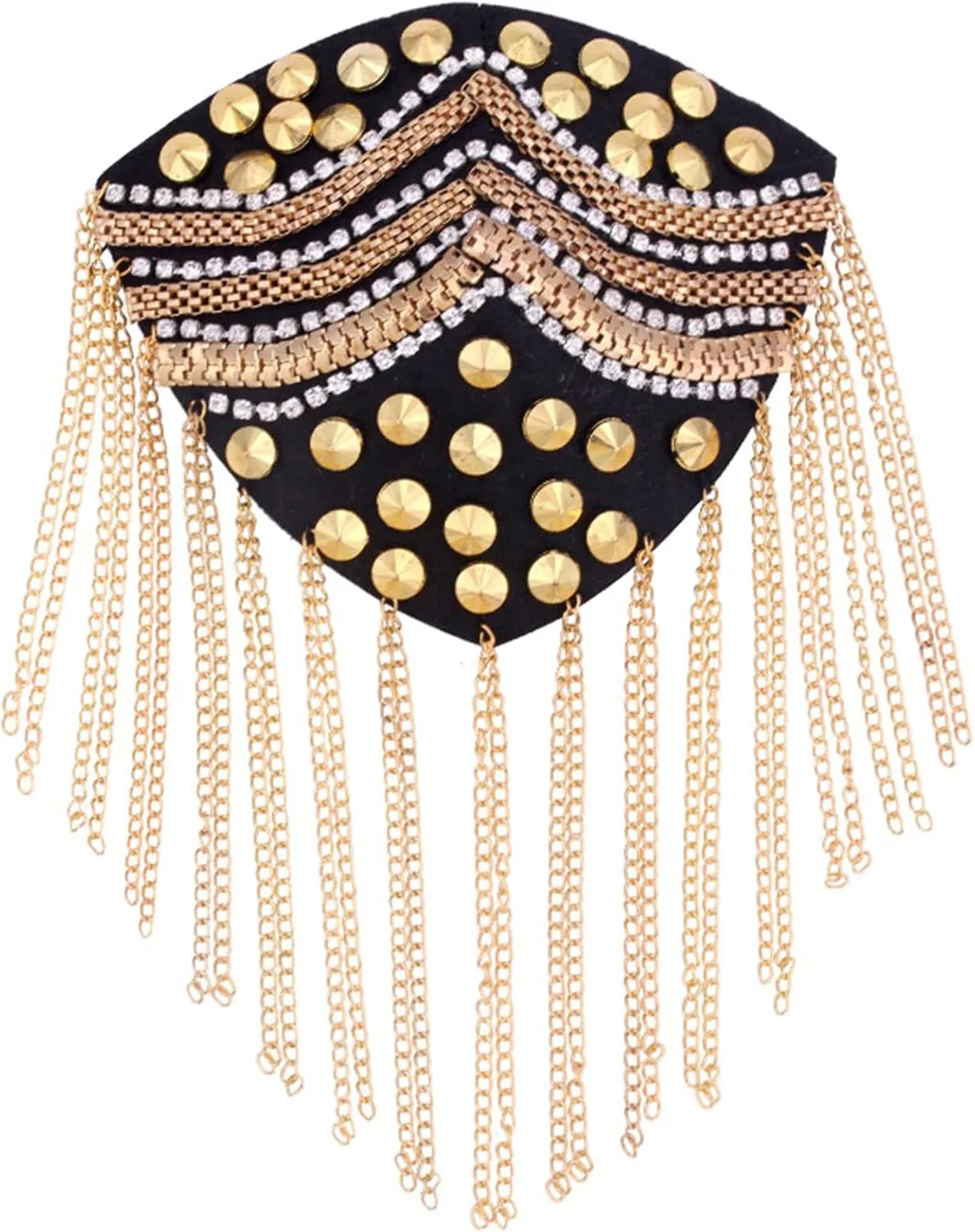 Meoliny Tassel Epaulet Shoulder Badge Fringe Chain Shoulder Board Brooch Pins Link Chain Epaulet Cloth Accessories for Man Women,Gold