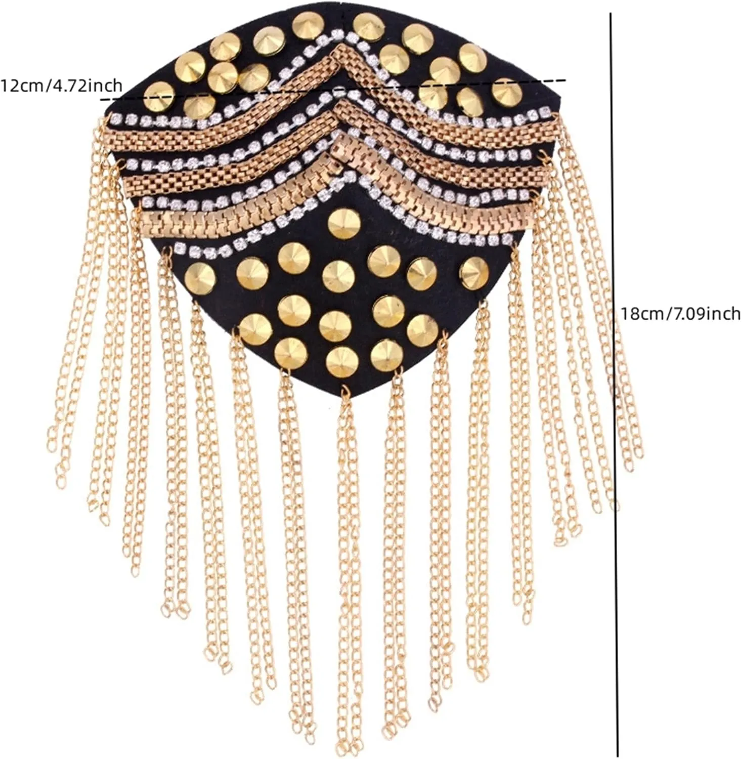 Meoliny Tassel Epaulet Shoulder Badge Fringe Chain Shoulder Board Brooch Pins Link Chain Epaulet Cloth Accessories for Man Women,Gold