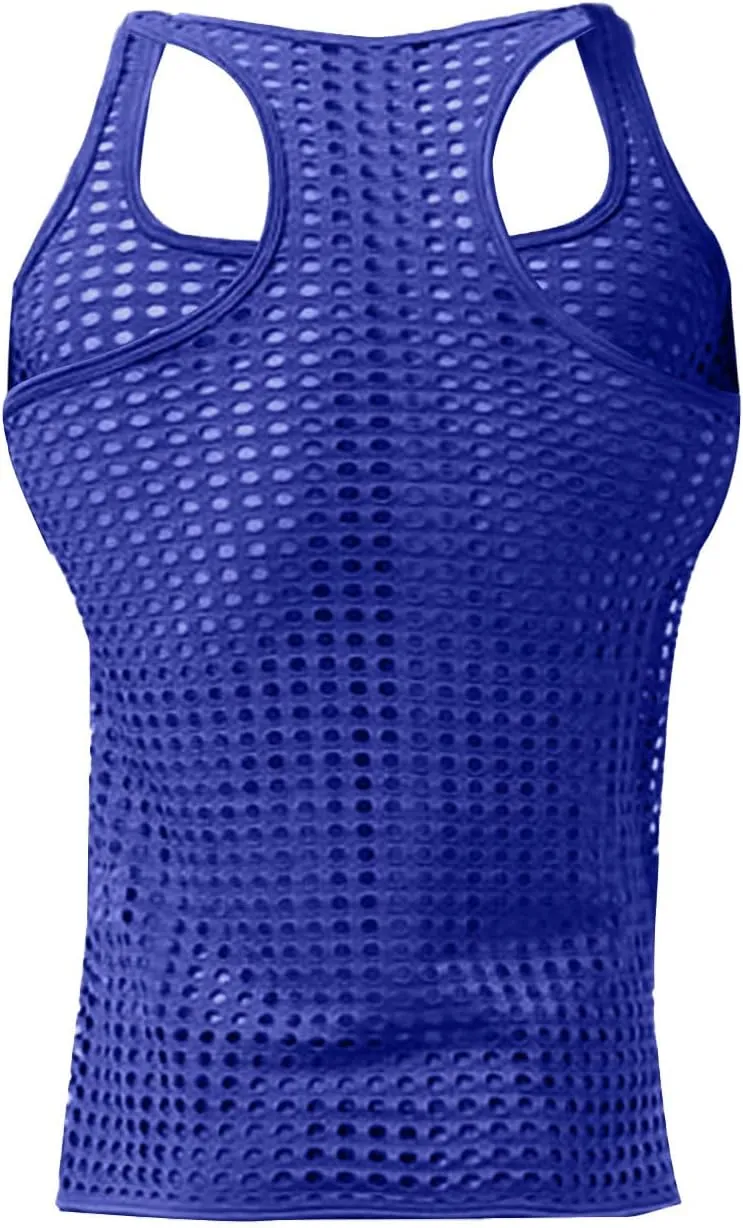 Mesh Hollowed Out T Shirt Men's Sexy Top Thin Style Hoodie Men's T Shirt Casual Top Thong Garter