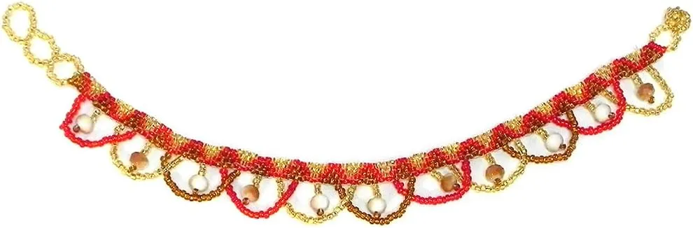 Mia Jewel Shop Czech Glass Seed Bead Loop Dangle Frill Fringe Tribal Pattern Anklet - Womens Fashion Handmade Beadwork Jewelry Boho Accessories