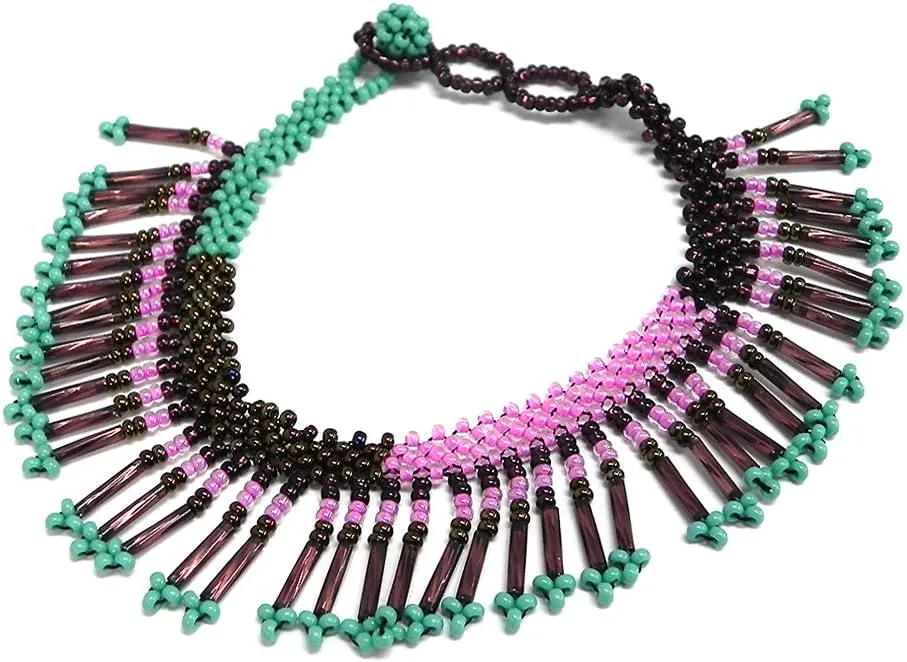 Mia Jewel Shop Czech Glass Seed Bead Multi Dangle Frill Fringe Anklet - Womens Fashion Handmade Beadwork Jewelry Boho Accessories