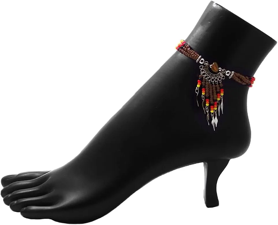 Mia Jewel Shop Native American Inspired Chip Stone Seed Beaded Dangle Multi Strand Anklet - Womens Fashion Handmade Jewelry Boho Accessories