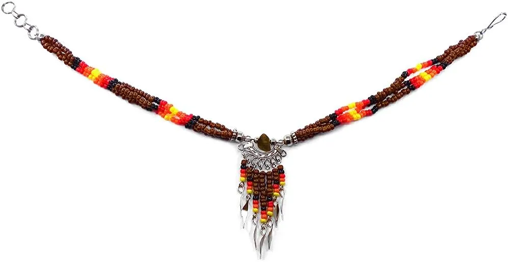 Mia Jewel Shop Native American Inspired Chip Stone Seed Beaded Dangle Multi Strand Anklet - Womens Fashion Handmade Jewelry Boho Accessories