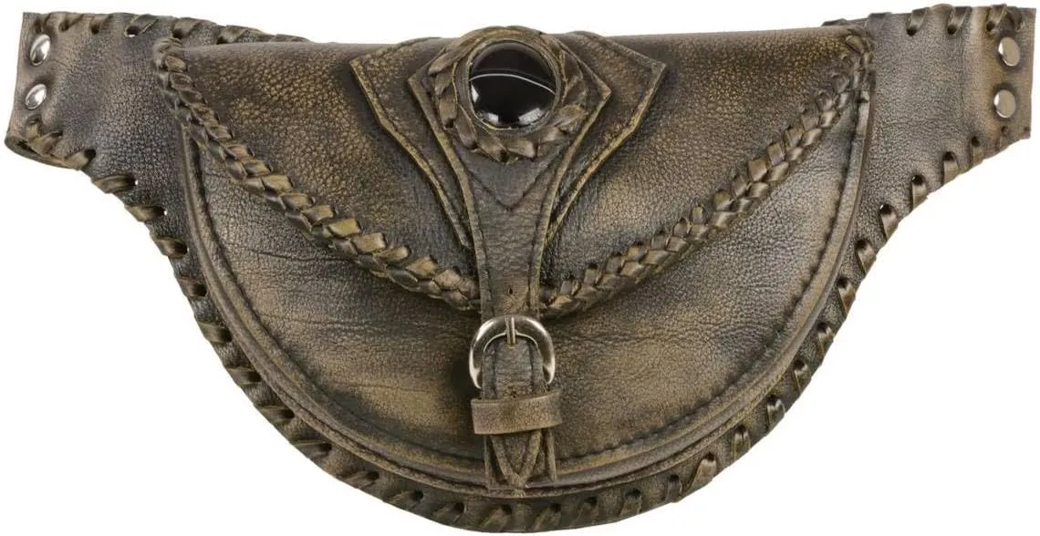 Milwaukee Leather MP8835 Women's Distress Brown Leather 'Braided' Hip Belt Bag