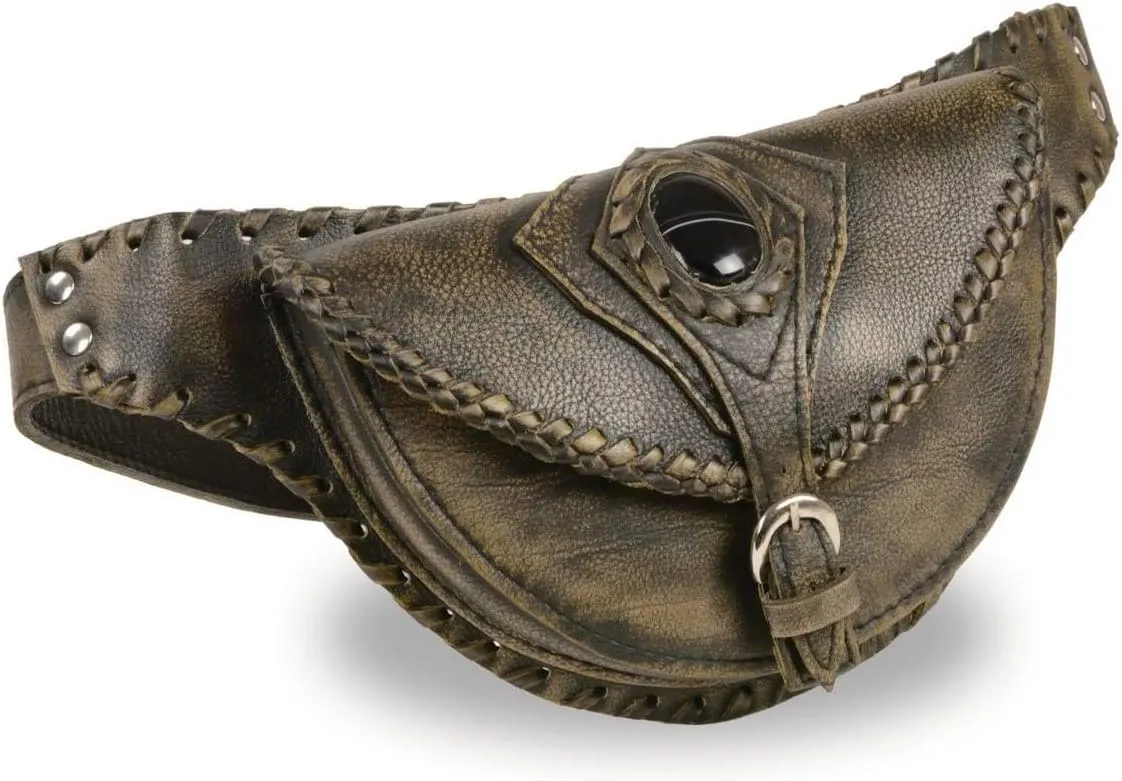 Milwaukee Leather MP8835 Women's Distress Brown Leather 'Braided' Hip Belt Bag