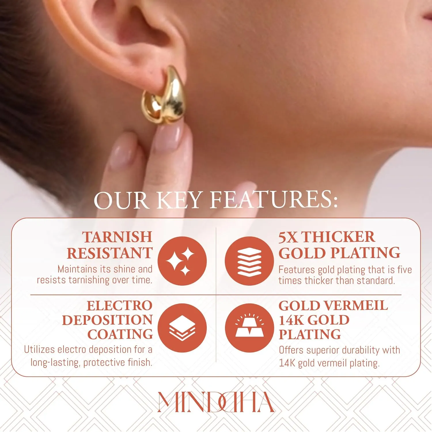 MINDDHA 14K/18K Yellow/White Gold Plated Teardrop Huggie Hoop Earrings for Women | Teardrop Hoops |Thick Elegant Hoop Earrings - 20mm x 10mm