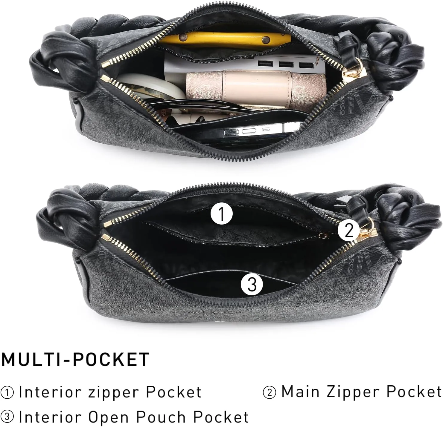 MKP Hobo Bags for Women Braided Top Handle Tote Handbag Shoulder Bag Ladies Trendy Designer Clutch Purse with Zipper Closure