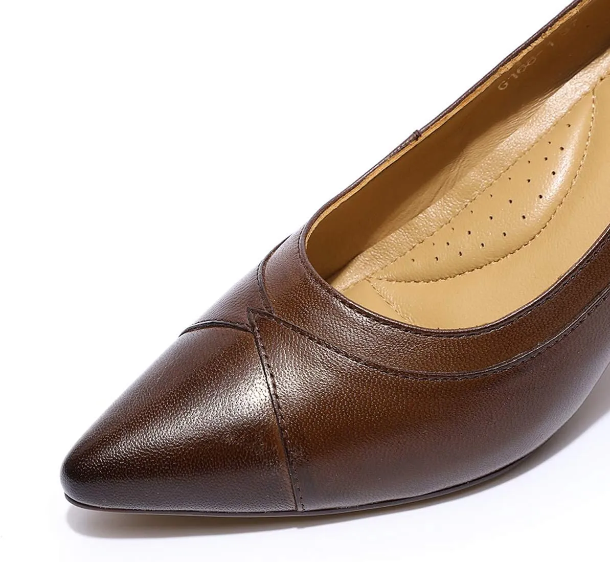 Mona flying Women's Leather Pointed Toe Dress Pumps Comfort High Heels Office Work Shoes for Ladies