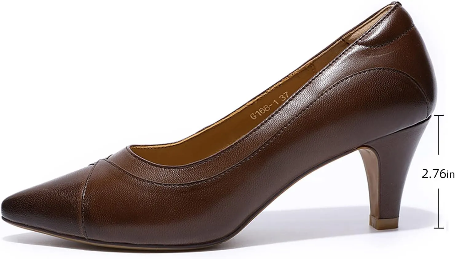 Mona flying Women's Leather Pointed Toe Dress Pumps Comfort High Heels Office Work Shoes for Ladies