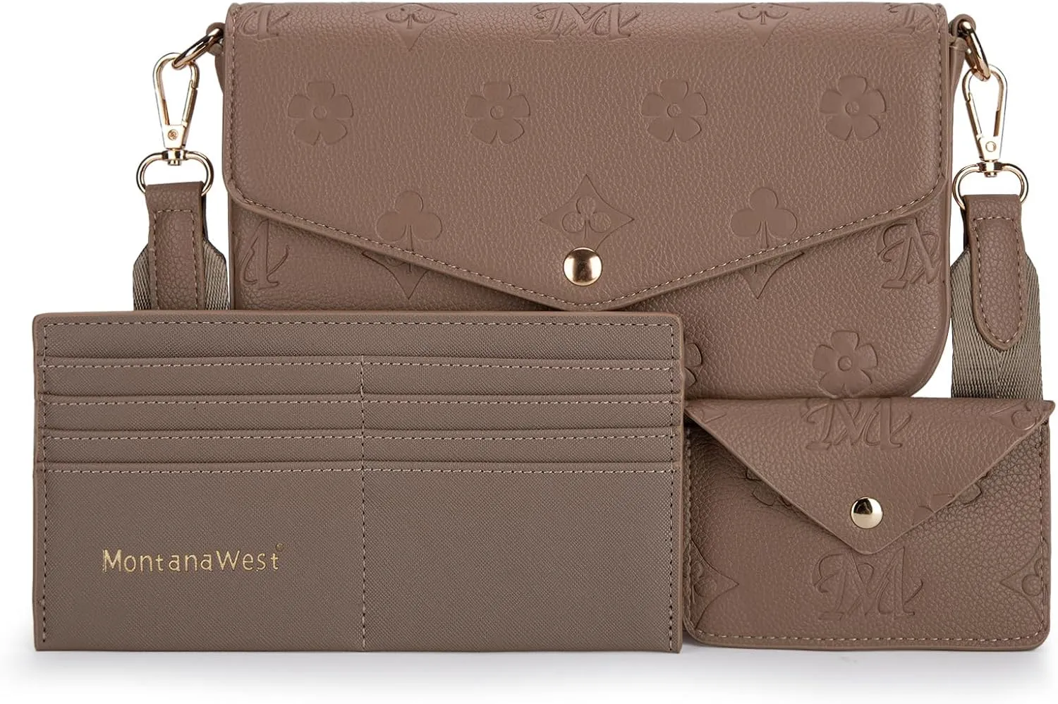 Montana West 3PCS Crossbody Purse and Wallet Set for Women with Adjustable Strap