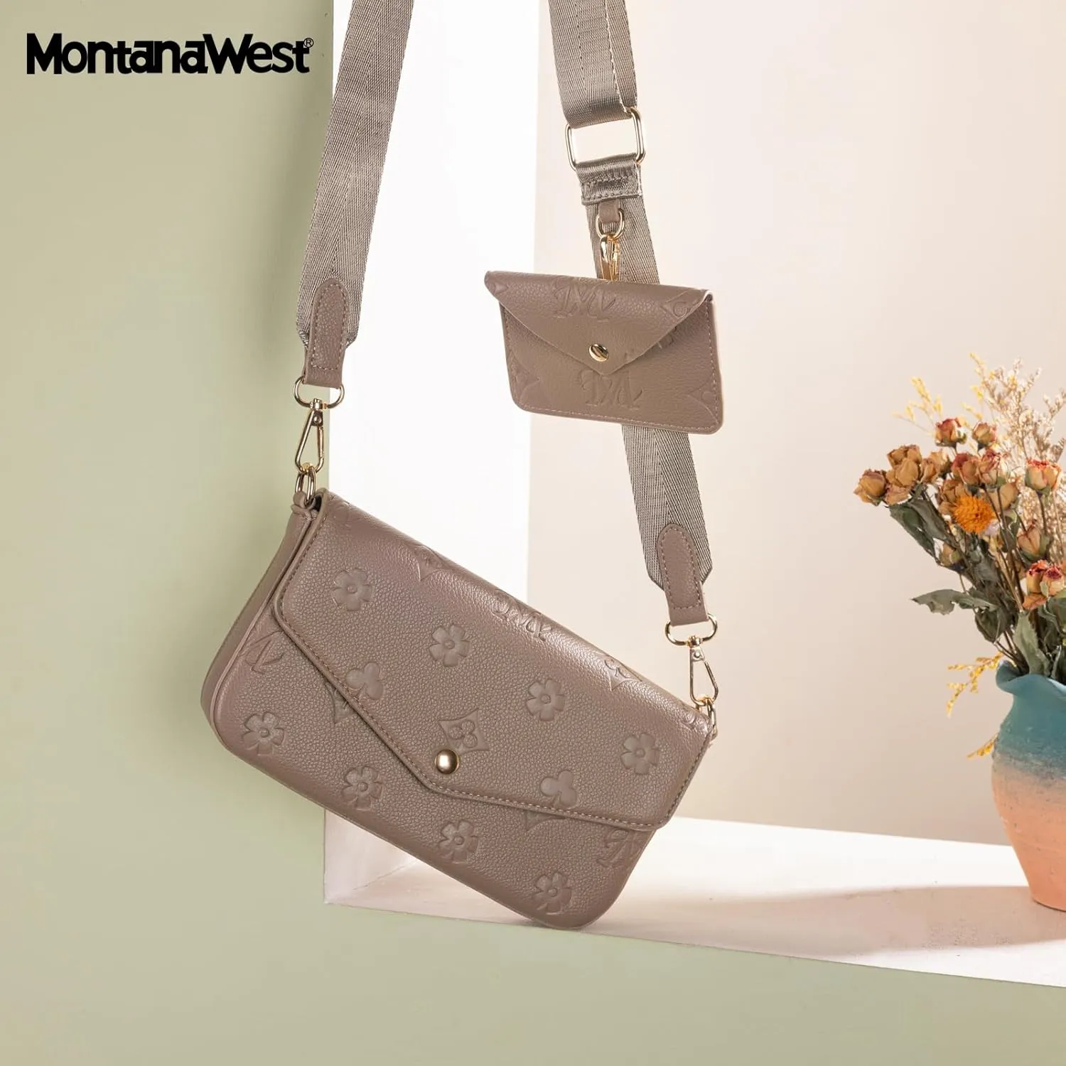 Montana West 3PCS Crossbody Purse and Wallet Set for Women with Adjustable Strap