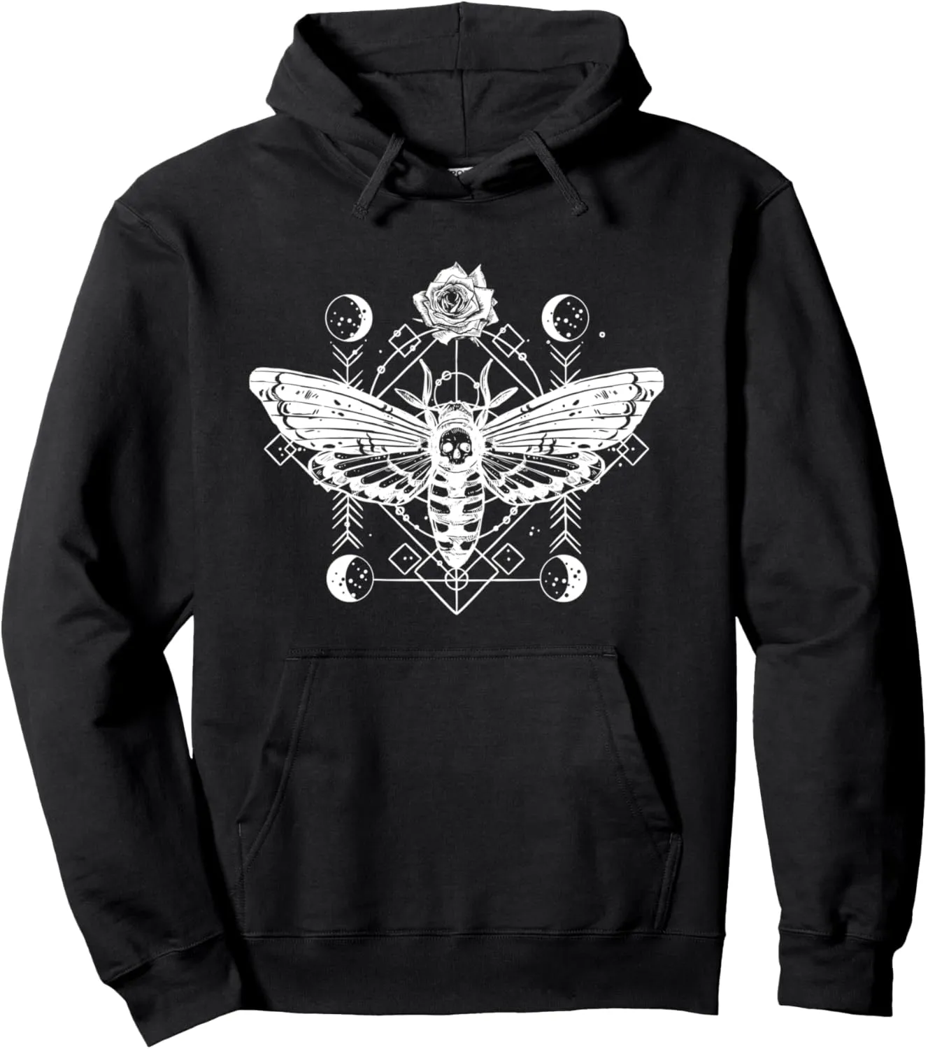 Moon Phases Moth Occult Rose Witchcraft Magic Gothic Pullover Hoodie