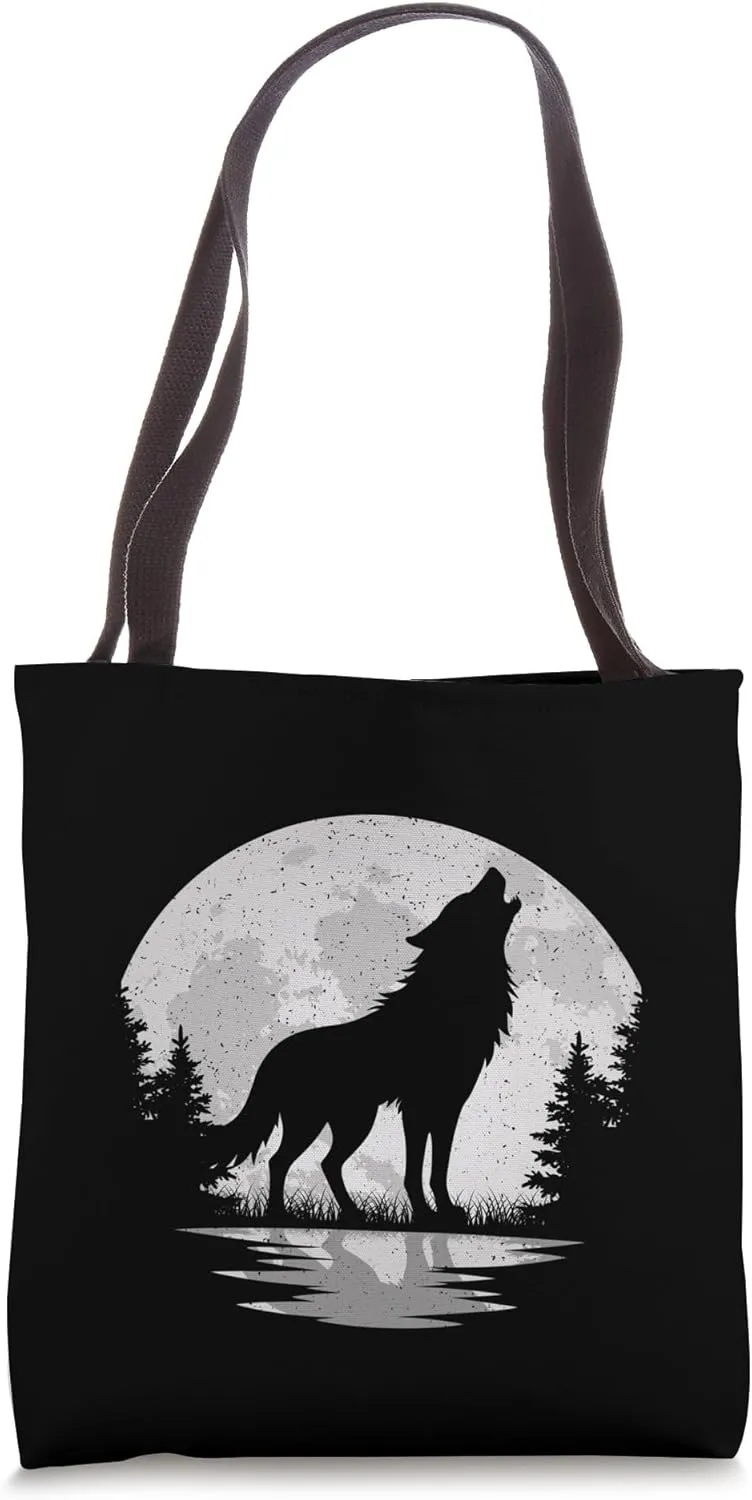Moon Wolf Vintage Wolf Lover Wildlife Men Women Kids Tote Bag