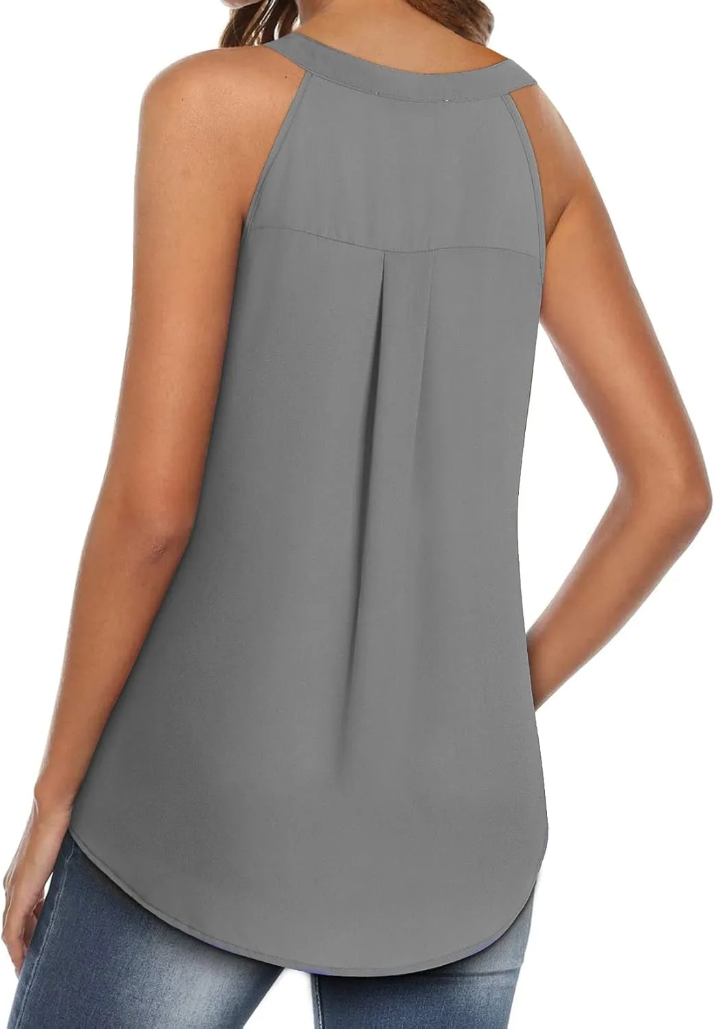 MOQIVGI Womens Trendy Dressy Casual Sexy Tank Tops Sleeveless Chiffon Blouses