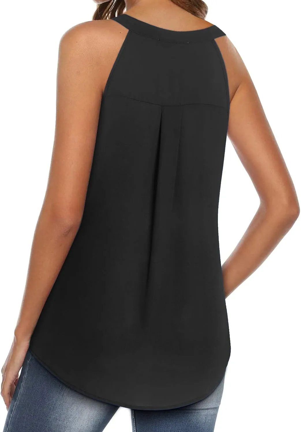 MOQIVGI Womens Trendy Dressy Casual Sexy Tank Tops Sleeveless Chiffon Blouses