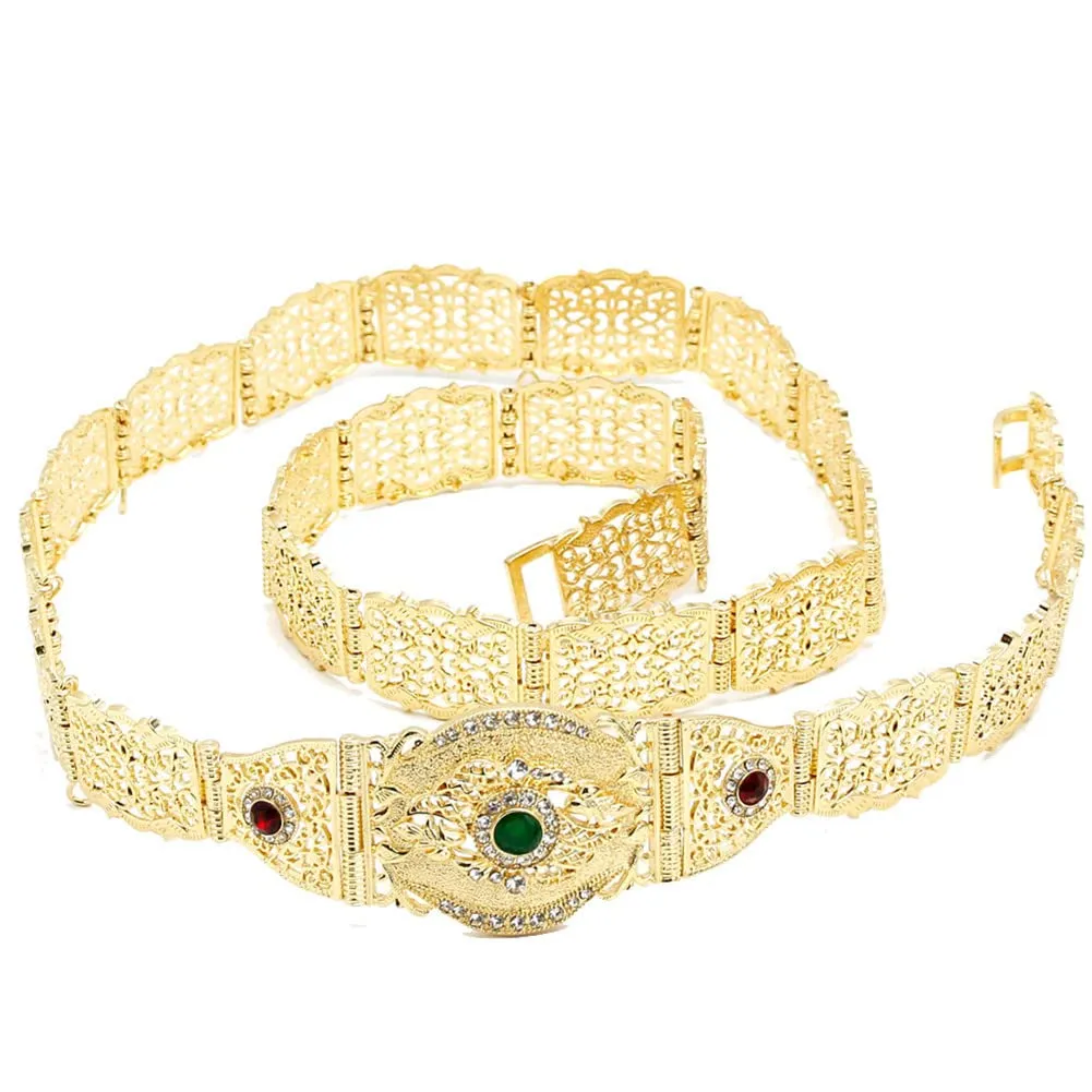 Morocco Belt Adjustable Length Body Chain For Women Gold Color Multicolor Crystal Waist Chain
