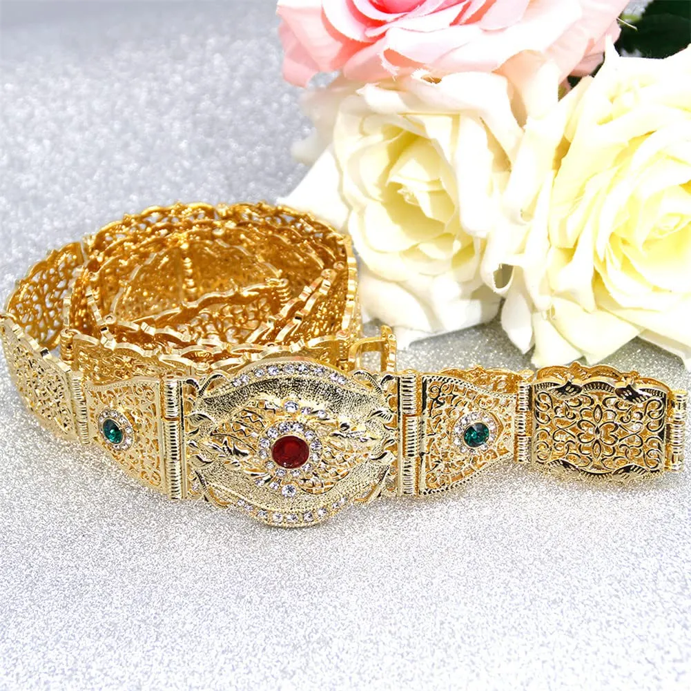 Morocco Belt Adjustable Length Body Chain For Women Gold Color Multicolor Crystal Waist Chain