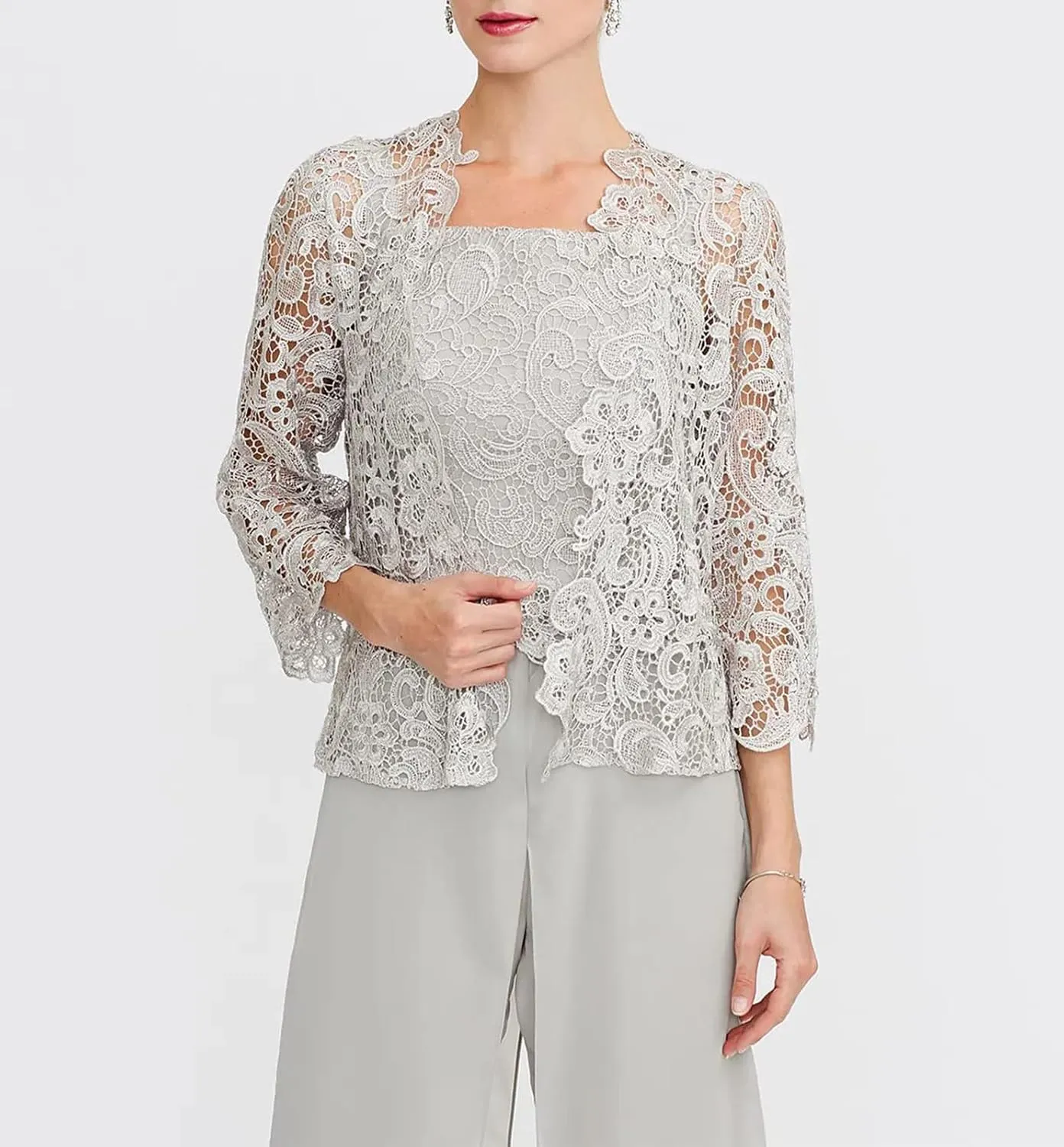 Mother of The Bride Dresses Lace Appliques - Chiffon Formal Evening Dresses with Jacket