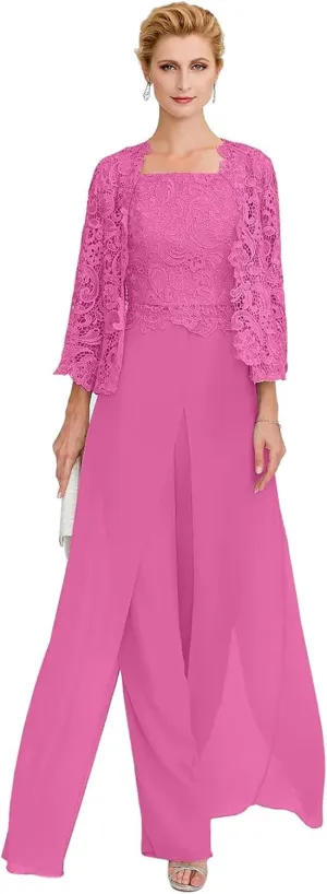 Mother of The Bride Dresses Lace Appliques - Chiffon Formal Evening Dresses with Jacket