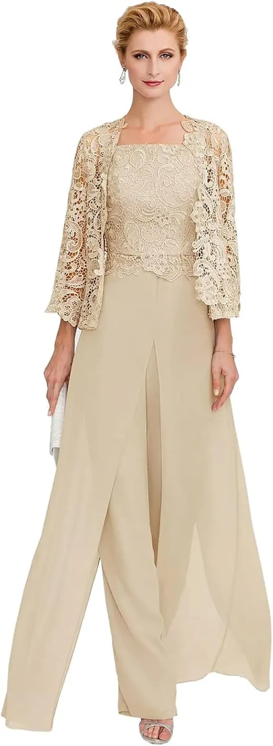 Mother of The Bride Dresses Lace Appliques - Chiffon Formal Evening Dresses with Jacket