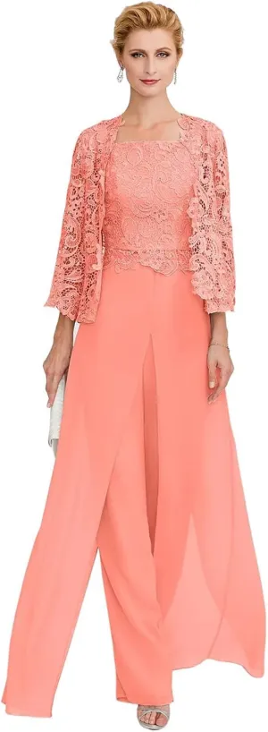 Mother of The Bride Dresses Lace Appliques - Chiffon Formal Evening Dresses with Jacket