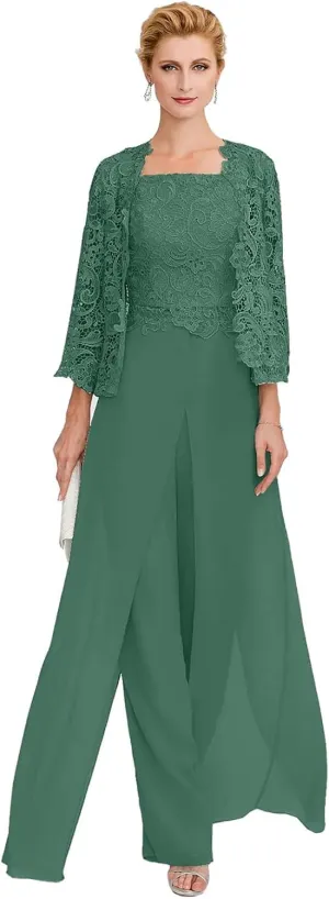 Mother of The Bride Dresses Lace Appliques - Chiffon Formal Evening Dresses with Jacket