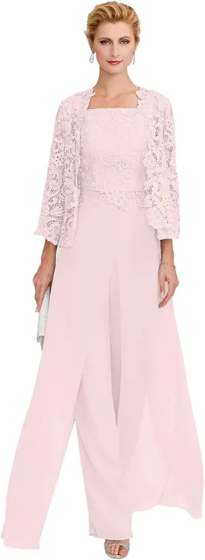 Mother of The Bride Dresses Lace Appliques - Chiffon Formal Evening Dresses with Jacket