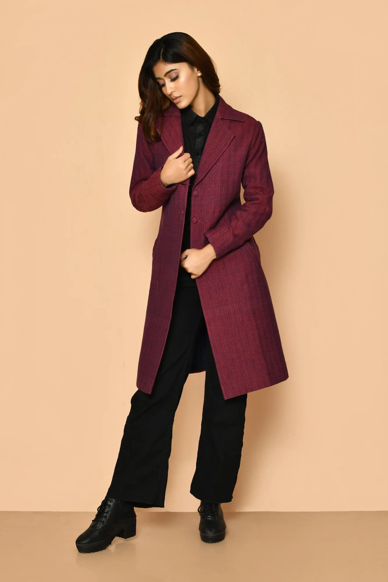 Mrinal Handloom Cotton Trench Waist Blazer