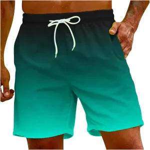 Muscularfit Trendy Shorts for Men Drawstring Elastic Waist Shorts with Pockets Gradient Color Outdoor Beach Casual Shorts