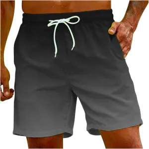 Muscularfit Trendy Shorts for Men Drawstring Elastic Waist Shorts with Pockets Gradient Color Outdoor Beach Casual Shorts
