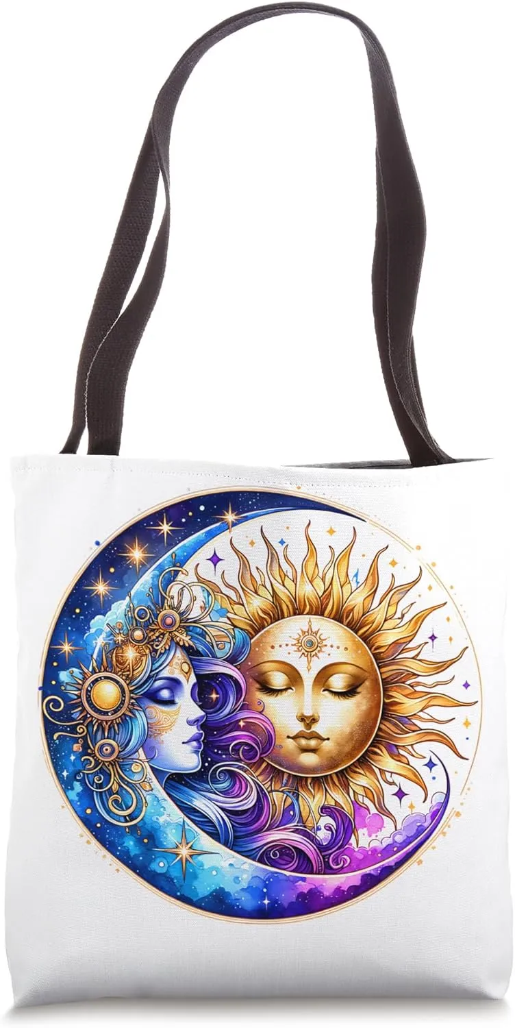 Mystic Sun and Moon Celestial Yin Yang Mystical Aesthetic Tote Bag