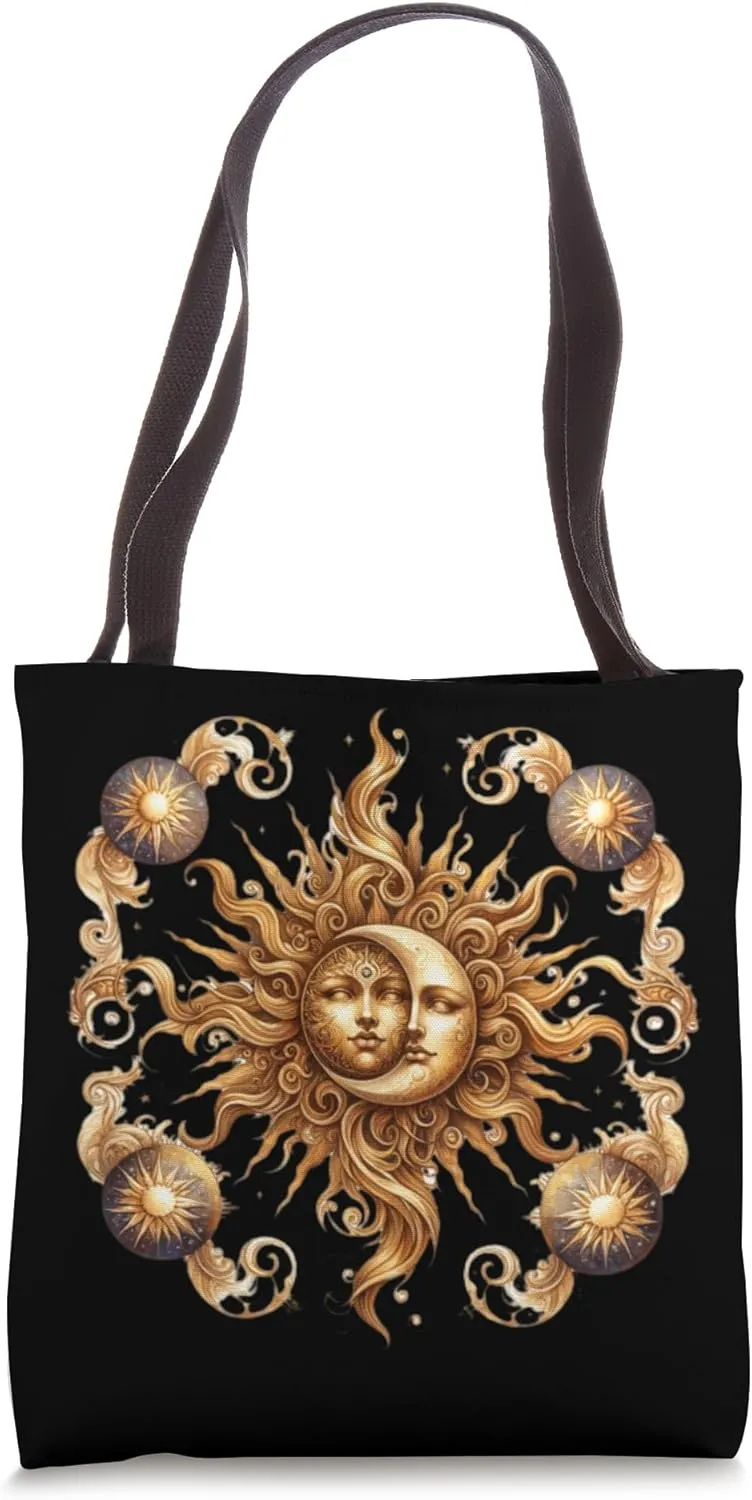 Mystic Sun and Moon Celestial Yin Yang Mystical Aesthetic Tote Bag