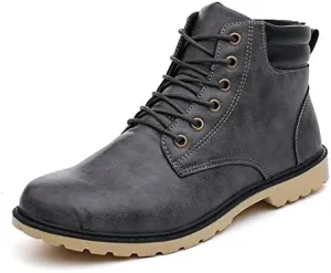 New Round Toe Boots For Men Derby PU Two Tone Lined Resistant Non Slip Waterproof Dress Fashion Vintage
