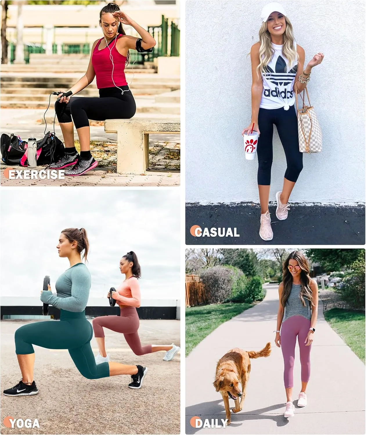 NEW YOUNG Capri Leggings with Pockets for Women High Waisted Workout Leggings Tummy Control Yoga Pants