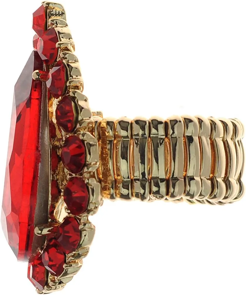 NYFASHION101 Women's Teardrop Stone Studs Fashion Stretch Ring