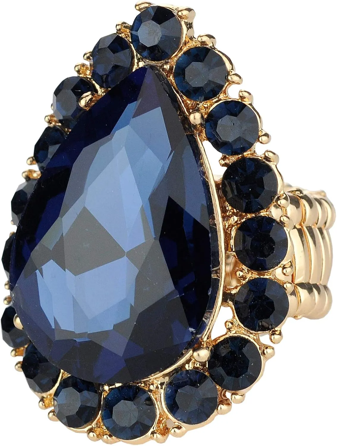 NYFASHION101 Women's Teardrop Stone Studs Fashion Stretch Ring