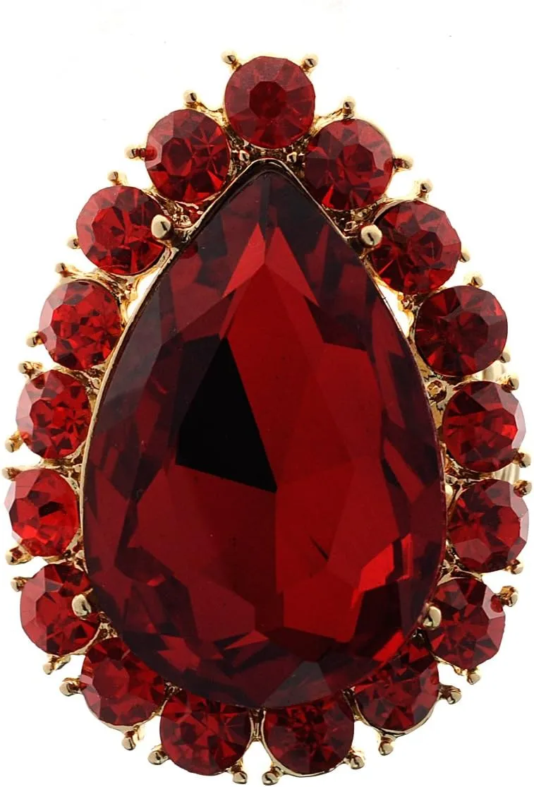 NYFASHION101 Women's Teardrop Stone Studs Fashion Stretch Ring